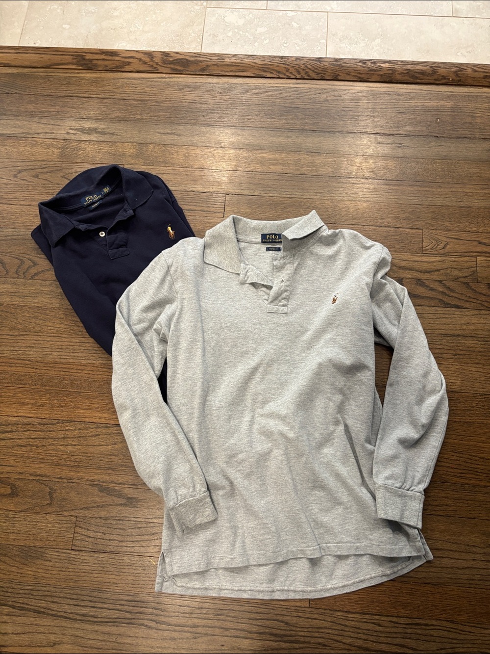 Ralph Lauren Polo Long Sleeve Shirt - custom fit Gray & Navy size Large